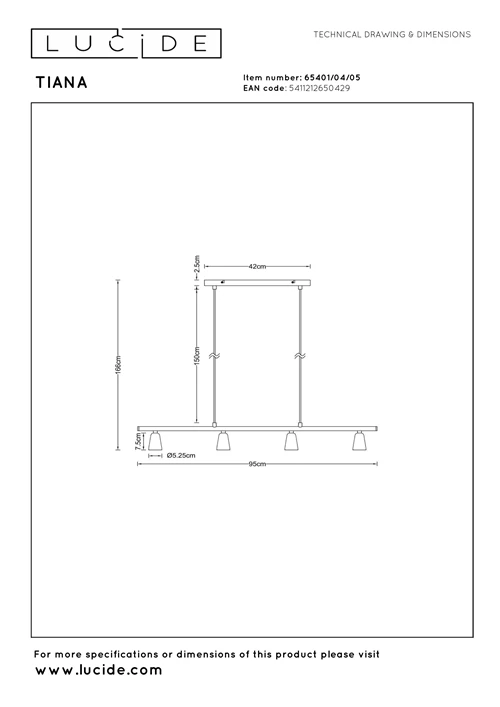 Lucide TIANA - Pendant light - 4xGU10 - Champagne Color | Essential - technical